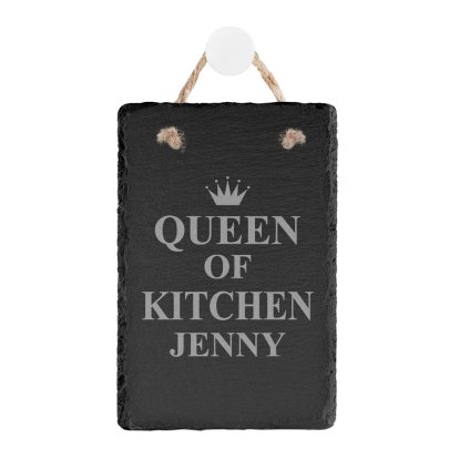Portrait Hanging Slate Sign - Queen Of Kitchen