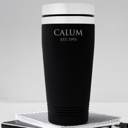 Personalised Black Colour Travel Mug
