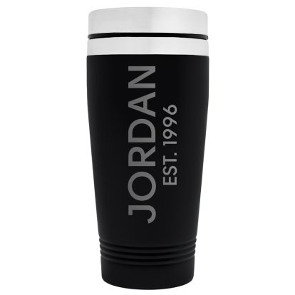 Personalised Black Travel Mug - Name & Slogan
