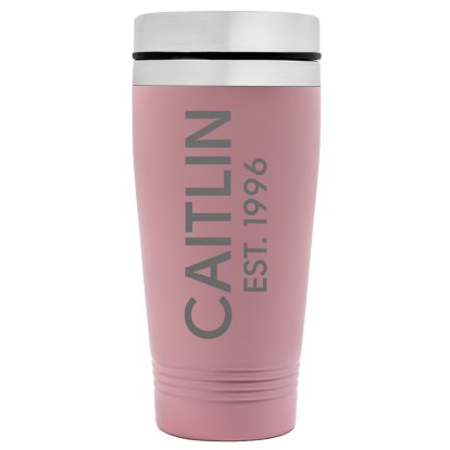 Personalised Pink Premium Travel Mug
