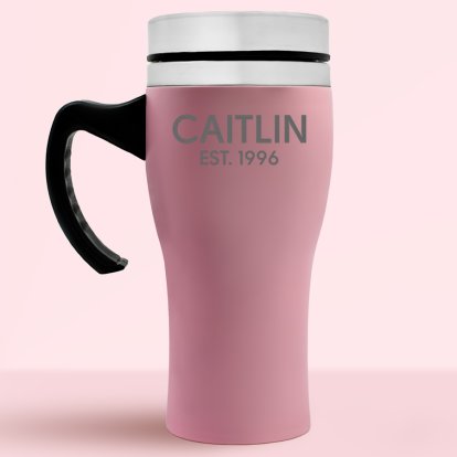 Personalised Pink Premium Travel Mug 