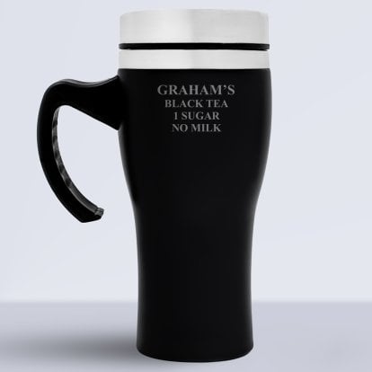 Personalised Travel Mug with Handle - Coffee Time