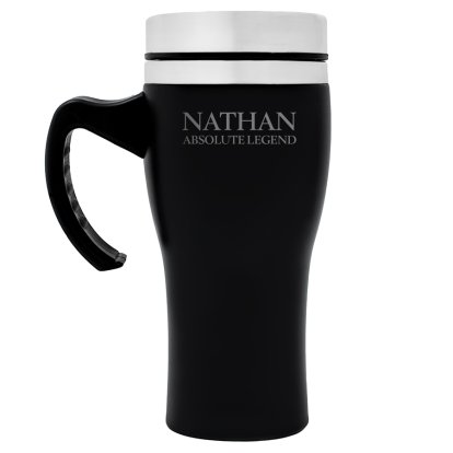 Personalised Travel Mug with Handle - Name & Message