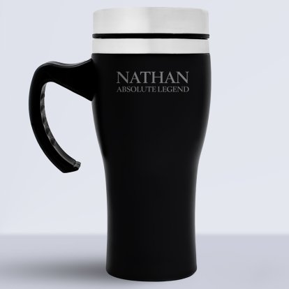 Personalised Travel Mug with Handle - Name & Message