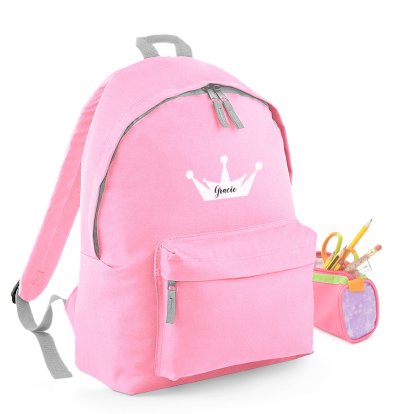 Princess Crown Personalised Pink Backpack 