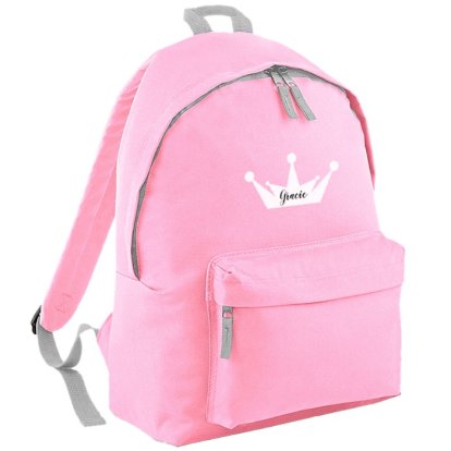 Princess Crown Personalised Pink Backpack