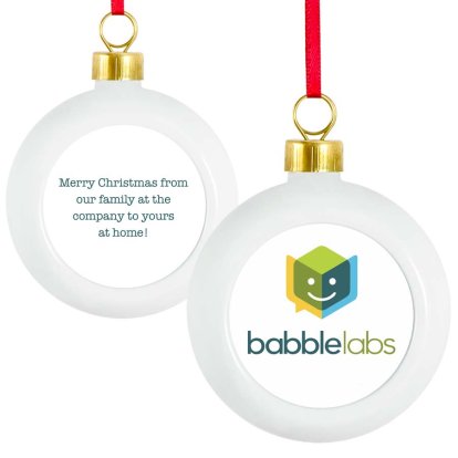 Promotional Branded Business Ceramic Bauble - Logo & Text