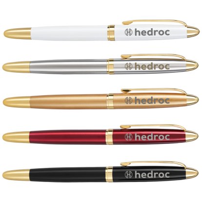 Promotional Branded Business Gold Tip Pens - Logo & Text