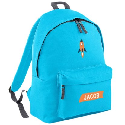 Rocket Personalised Blue Backpack