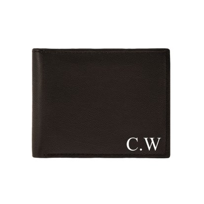 Initials Personalised Dark Brown Leather Wallet