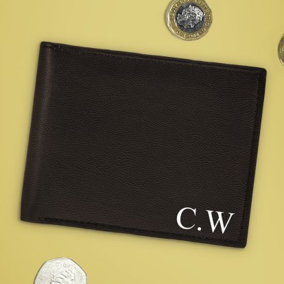 Initials Personalised Dark Brown Leather Wallet