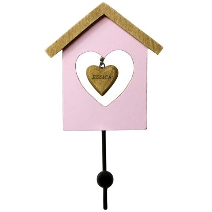 Shabby Pink Personalised Wooden House Key Hanger