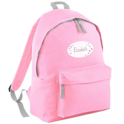 Star Badge Personalised Pink Backpack