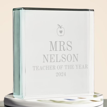 Teacher of The Year Engraved Glass Keepsake  2