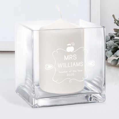 Teacher's Engraved Square Candle Holder