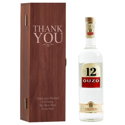 Thank You Personalised Box & 12 Ouzo
