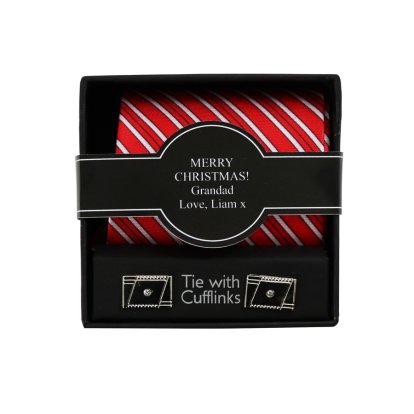 Tie & Cufflinks with Personalised Gift Box 