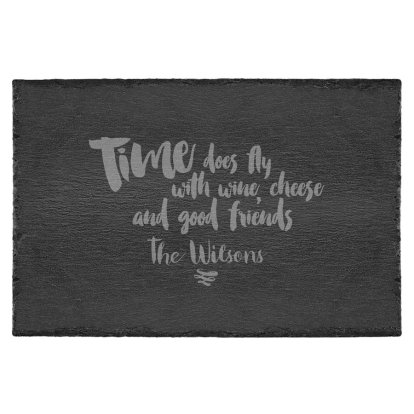 Time Does Fly Engraved Large Slate Cheese Board