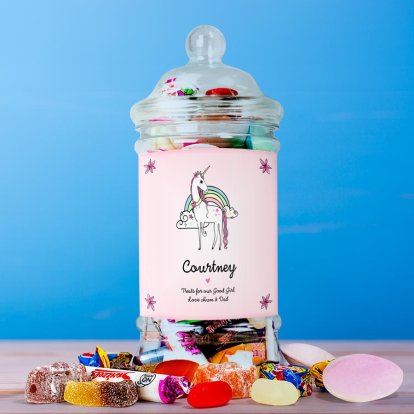 Unicorn Personalised Victorian Sweet Jar 