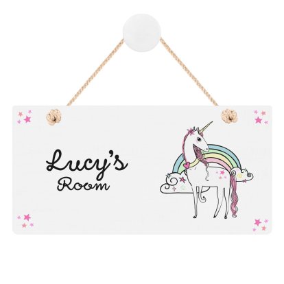 Unicorn Personalised Wooden Hanging Sign