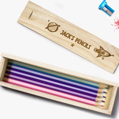 Universe Personalised Wooden Pencil Case 