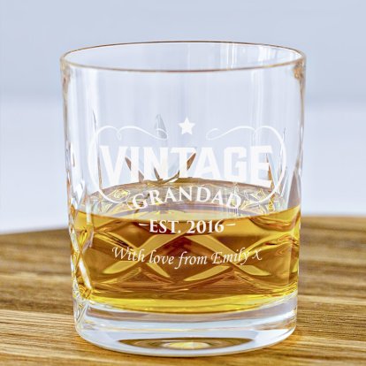 Vintage Personalised Cut Glass Whisky Glass 