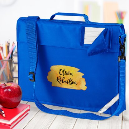 Water Colour Personalised Blue School Bag