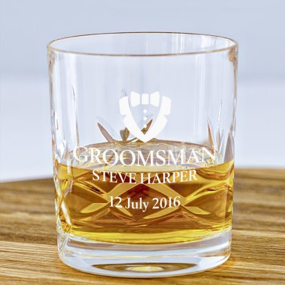Wedding Male Personalised Cut Glass Whisky Glass 