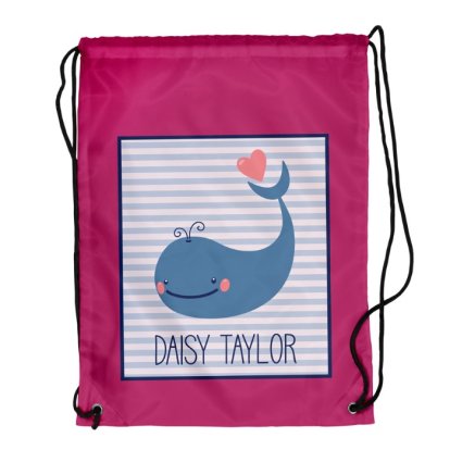 Whale Personalised Pink Bag