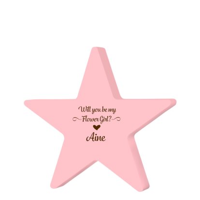 Will You Be My Flower Girl Personalised Wooden Pink Star Keepsake