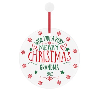 Wish You a Merry Christmas Personalised Round Decoration