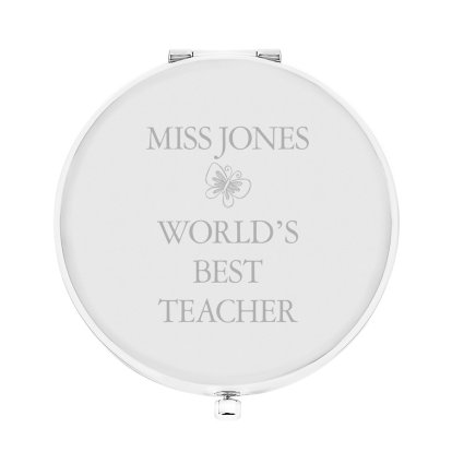 Personalised World's Best Teacher Silver Plated Compact Mirror 