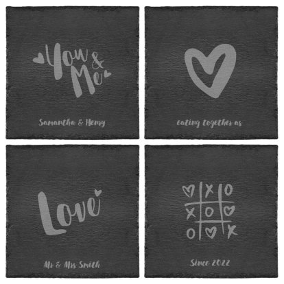 You and Me Personalised Square Slate Placemats
